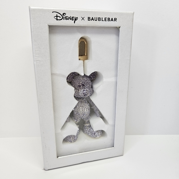 NEW BaubleBar Disney Mickey Mouse Bling Rare Purple Crystal Bag Charm Key - Picture 1 of 4